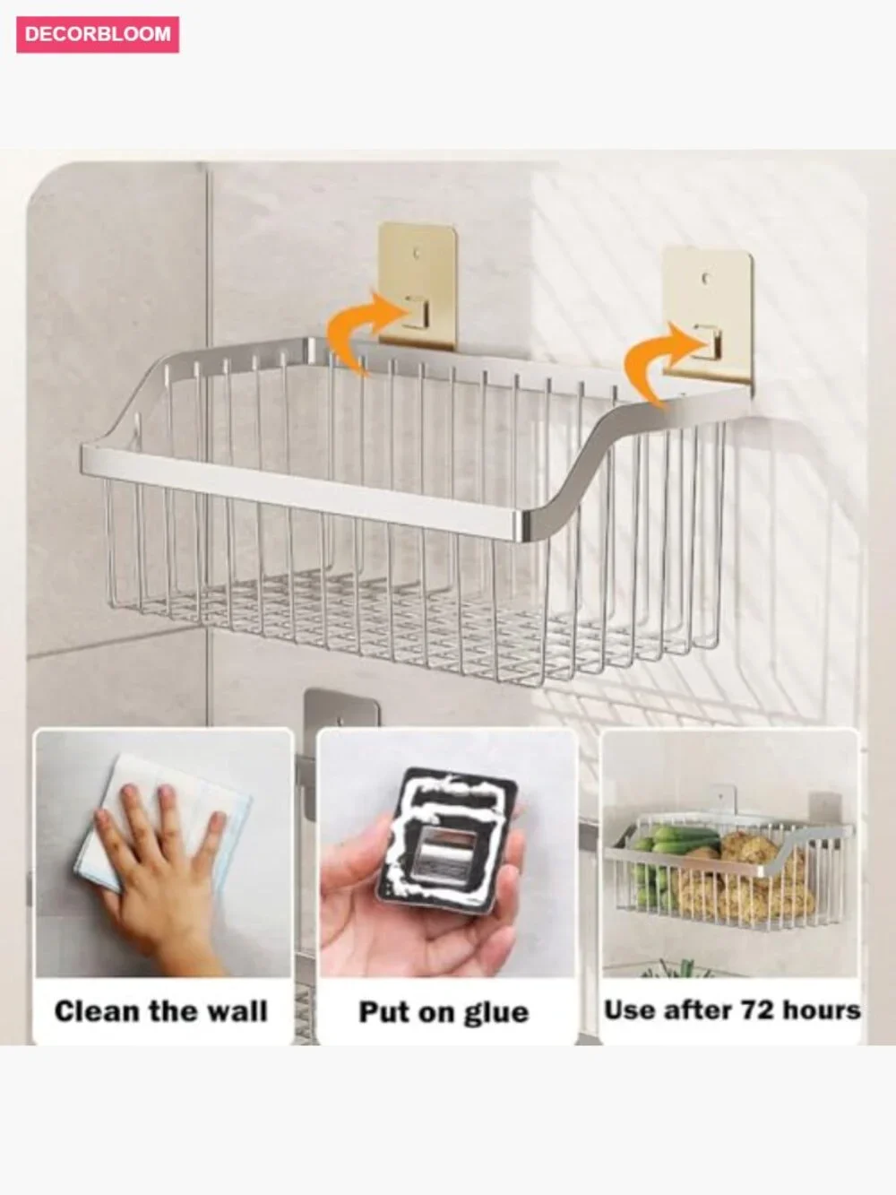 2-set stainless steel hanging fruit basket wall organizer for kitchen pantry